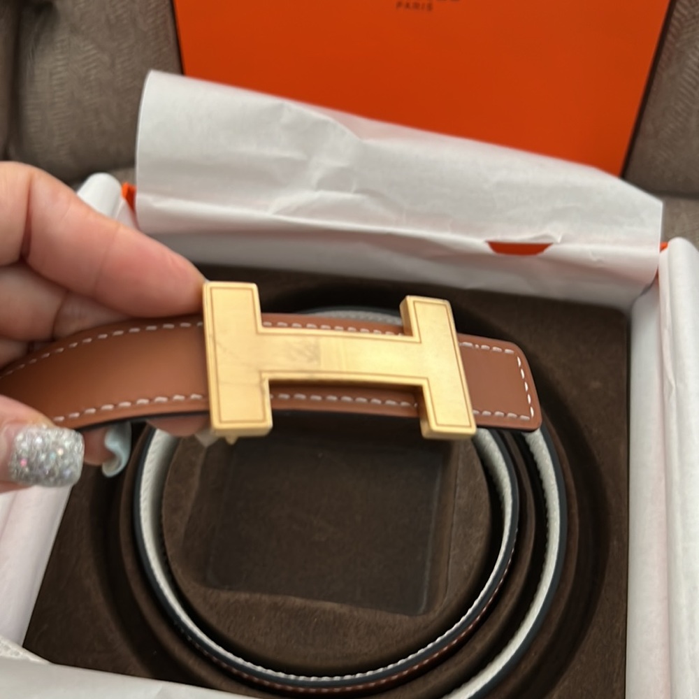 Hermes reversible skinny leather belt